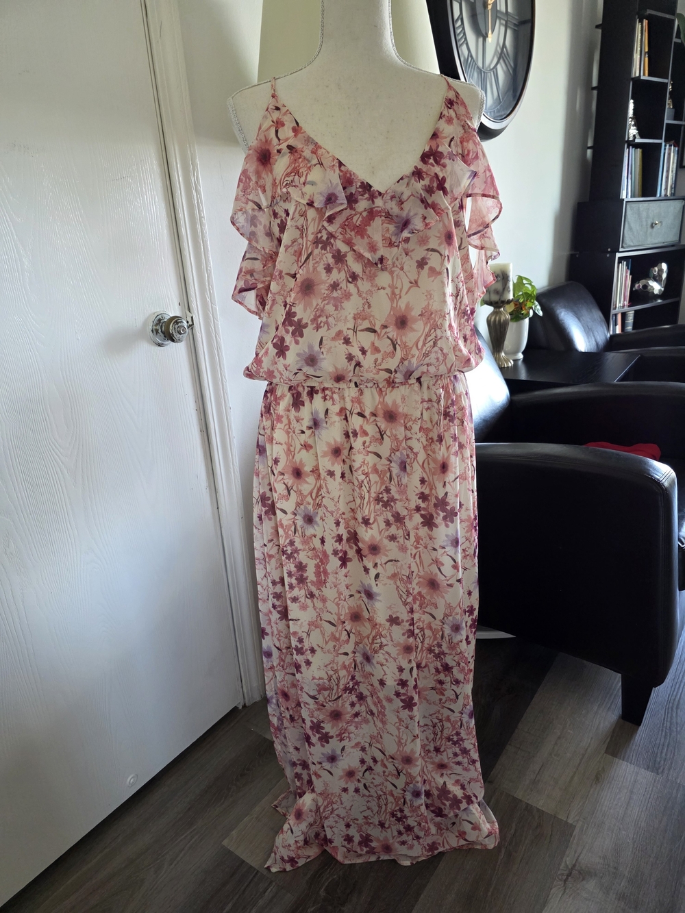 Emma & Michele Pink Floral Tiered Maxi Dress